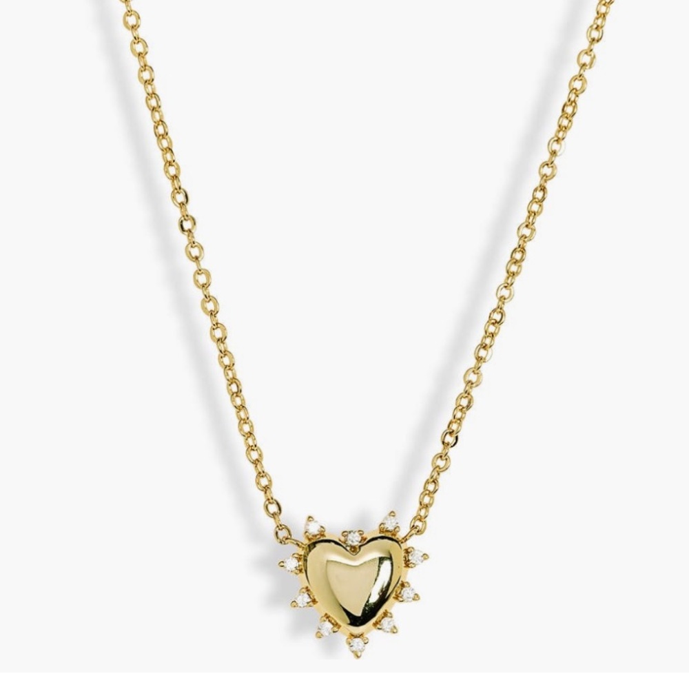 LEITH ‘Find Yourself’ HEART BURST PENDANT NECKLACE GOLD PLATED CZ BOXED
